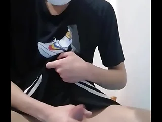 Cute femboy with cat ears riding his dildo space fully jerking off